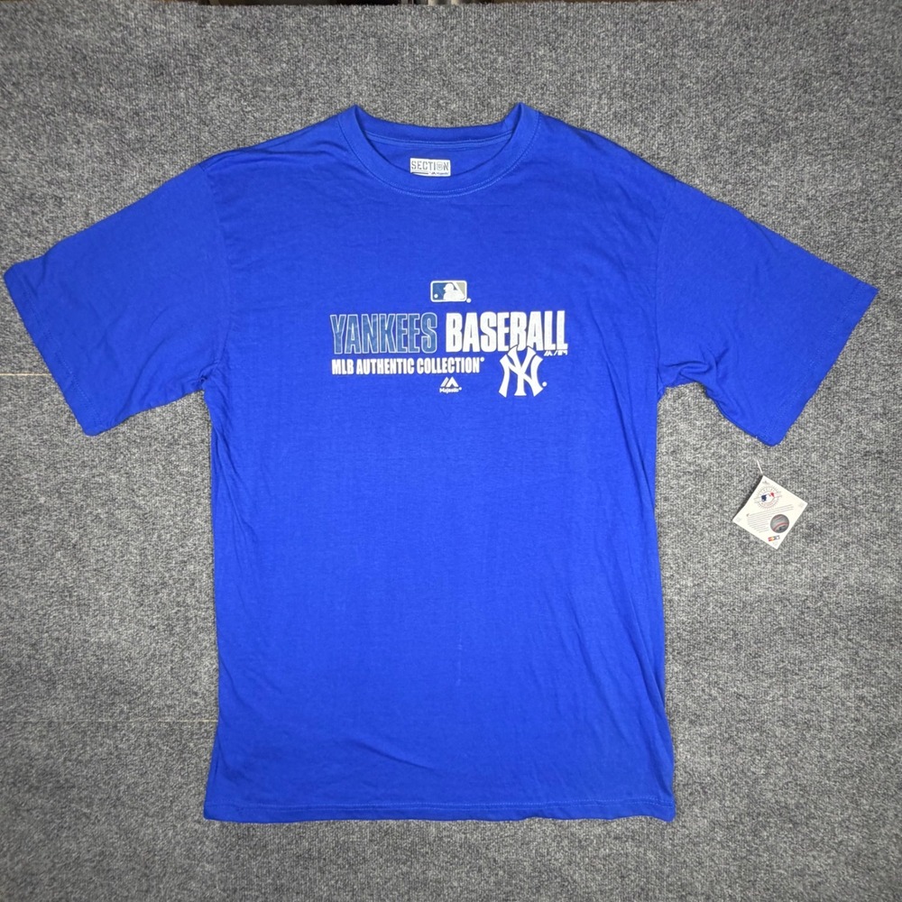 Majestic New York Yankees MLB Authentic Collection Blue T-Shirt Mens XLT New